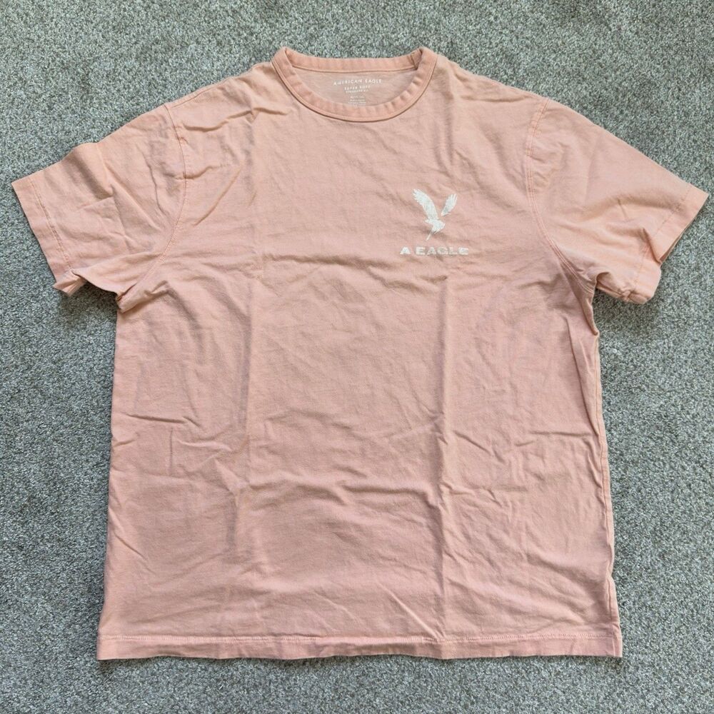 American Eagle Super Soft Men's Standard Fit Peach Eagle Logo Graphic Tee XL